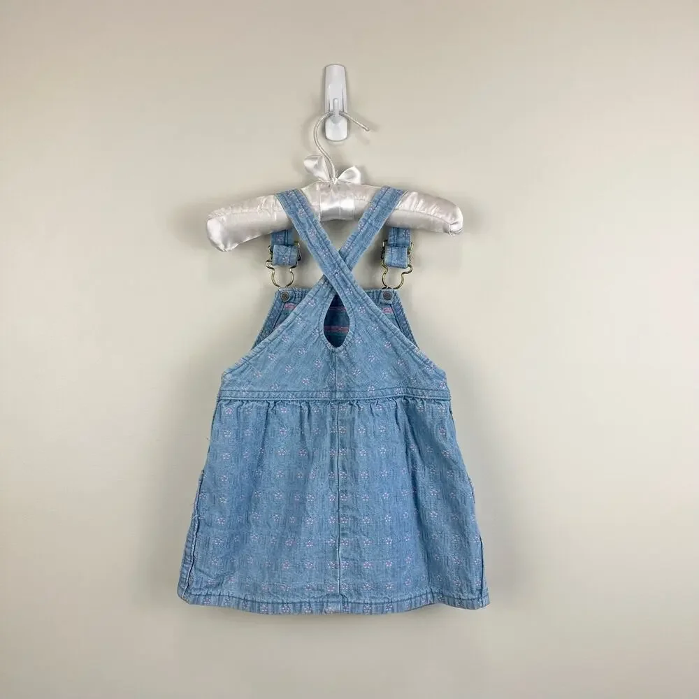 Vintage OshKosh B'gosh Blue Floral Jumper Dress 18 Months USA - Picture 6 of 7
